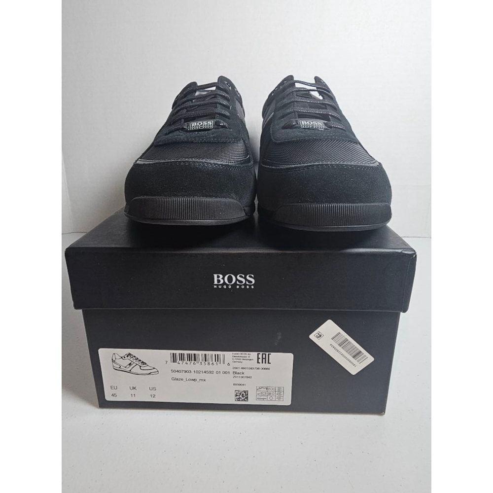 Boss Hugo Boss Men's Maze Suede Sneakers - Black - Size 12 - Picture 9 of 10